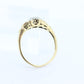14k Art Deco Diamond ring. 14k White Yellow Gold Square cathedral Ring. Engraved Flower Blossom ring. st(84)