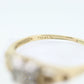 14k Art Deco Diamond ring. 14k White Yellow Gold Square cathedral Ring. Engraved Flower Blossom ring. st(84)