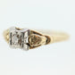 14k Art Deco Diamond ring. 14k White Yellow Gold Square cathedral Ring. Engraved Flower Blossom ring. st(84)