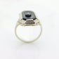 Art Deco Onyx and Diamond Ring. 14k Filigree White Gold Onyx and Diamond ring. Mourning Victorian Antique ring st(192)