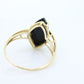 14k ONYX and diamond ring. Marquise Navette Onyx Prong set victorian mourning ring. st(136)