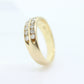 14k Double Row Diamond Wedding Band. Two row diamond channel ring eternity infinity wide band. Comfort fit. st(119)