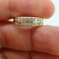 14k Double Row Diamond Wedding Band. Two row diamond channel ring eternity infinity wide band. Comfort fit. st(119)