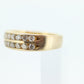 14k Double Row Diamond Wedding Band. Two row diamond channel ring eternity infinity wide band. Comfort fit. st(119)