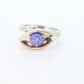 Linde Blue STAR Sapphire Solitaire  ring. 10k White gold sapphire solitaire. Blue Star Sapphire bypass ring. st(97/75