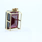 GARNET 14k Gold Pendant. Emerald Rectangle Garnet solitaire Pendant. (st53)