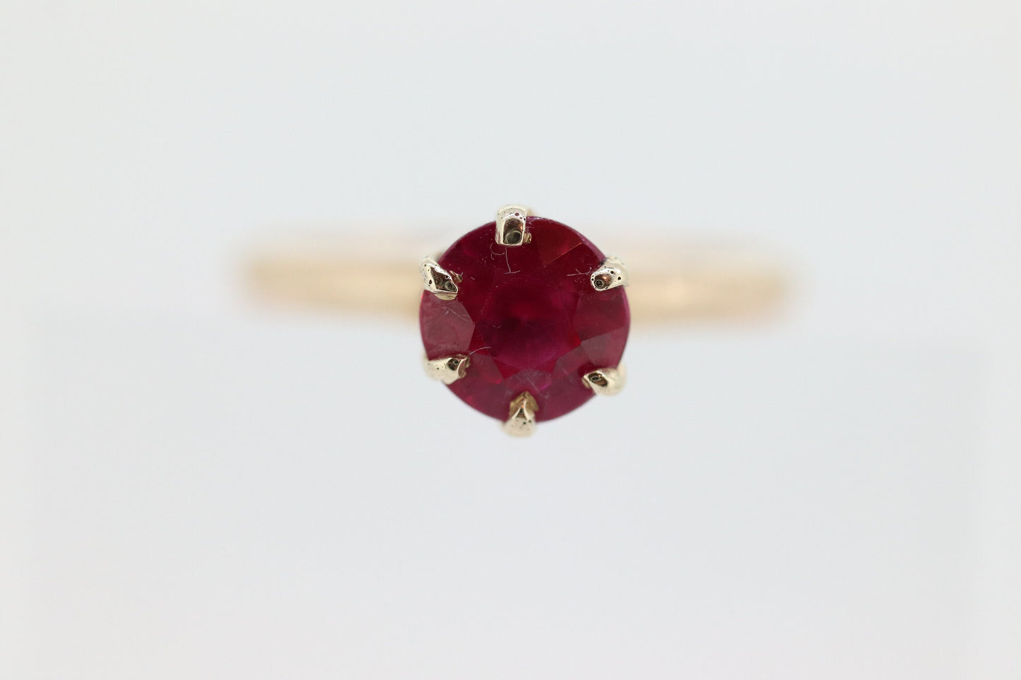 Otsby Barton Ruby Ring. 14k Yellow Gold Claw Design. OB from Art Deco 1920 Era. Ruby Claw ring. st50