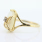 10k Quartz Glass Diamond Oval ring. Art Deco Filigree Frosted Rock Crystal Ring with a diamond. st(80)