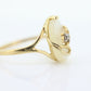 10k Quartz Glass Diamond Oval ring. Art Deco Filigree Frosted Rock Crystal Ring with a diamond. st(80)