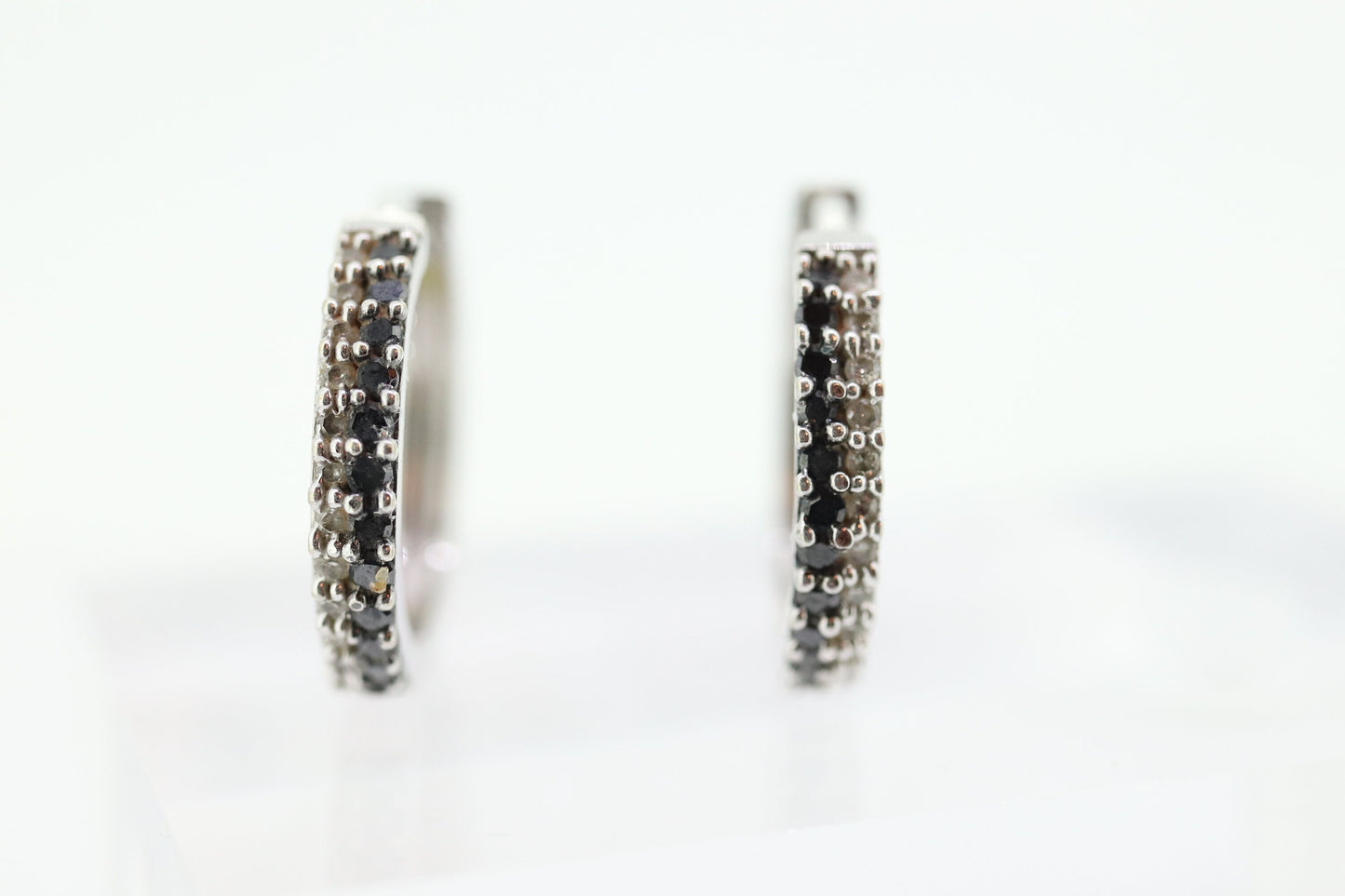 10k Diamond Hinged Hoop Earrings. Black Diamond JWBR HOOP Earrings. st(81)