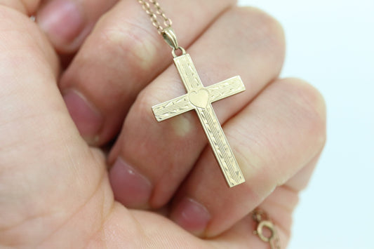 10k Cross Pendant and 10k Rolo Chain necklace