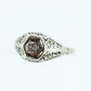 Art Deco Diamond ring. 18k White Gold Filigree Engagement Ring.