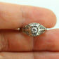 Art Deco Diamond ring. 18k White Gold Filigree Engagement Ring.