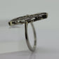 10k Filigree three diamond shield ring. 10k Art Deco trio triple diamond shield ring. st(138)