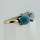 10k Large Turquoise Cabochon and 1/2ct Diamond Ring. 14k Trio Triology Three Gems Ring (101)