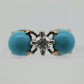 10k Large Turquoise Cabochon and 1/2ct Diamond Ring. 14k Trio Triology Three Gems Ring (101)