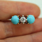 10k Large Turquoise Cabochon and 1/2ct Diamond Ring. 14k Trio Triology Three Gems Ring (101)