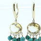 14k Turquoise Citrine dangle earrings Set. Turquoise Citrine Bezel Earrings. Yellow Gold Turquoise Earrings ST(110)