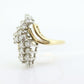 14k Yellow Gold Ring. Round Diamond Cluster Ring. Waterfall diamond. 0.96ctw diamonds st546