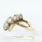 14K Bypass Diamond Ring. Total 0.48ctw Diamond Wave.  Stacked. Toi et moi band. Yellow Gold ring. Sz7.25 st(166/75)