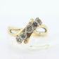 14K Bypass Diamond Ring. Total 0.48ctw Diamond Wave.  Stacked. Toi et moi band. Yellow Gold ring. Sz7.25 st(166/75)