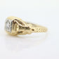Art Deco Diamond Solitaire Ring. 14k Gold Old European Cut diamond  floral Ring st(112)