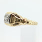 Art Deco Diamond Solitaire Ring. 14k Gold Old European Cut diamond  floral Ring st(112)