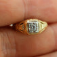 Art Deco Diamond Solitaire Ring. 14k Gold Old European Cut diamond  floral Ring st(112)