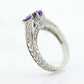 14k Purple Gem ring. 14k Engraved and CZ setting solitaire ring. st260