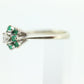 14k Emerald and Diamond Halo White gold ring. Emerald and Diamond Cluster ring. Pinkie sz 2.5 st88