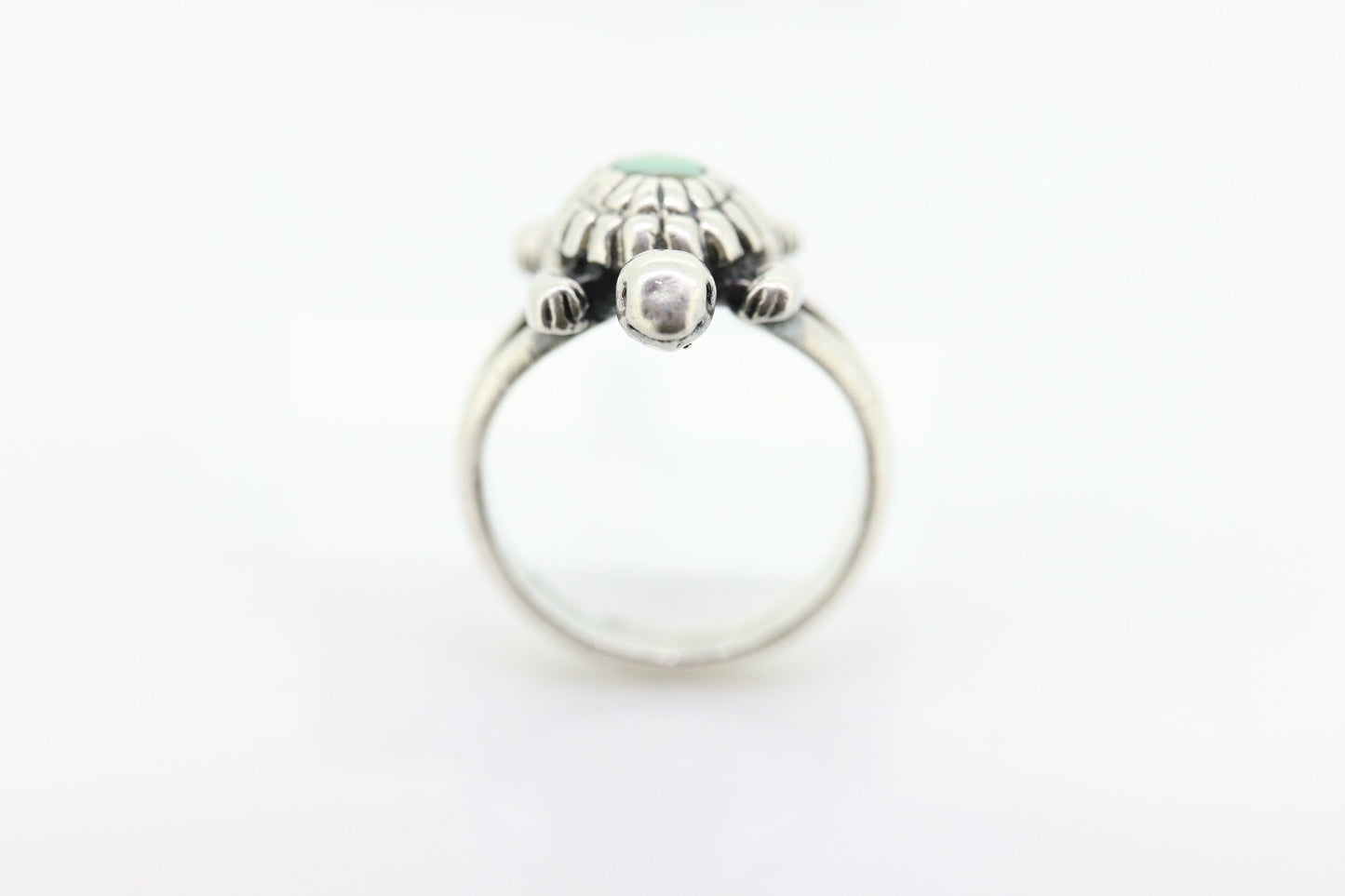 Zuni Navajo Turtle Tortoise Sterling Silver Signet ring. Turtle Turquoise Bezel set Ring.  St(10)