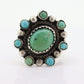 Zuni Navajo Sterling Silver ring. Turquoise Cluster Bezel set Ring.  St(10)