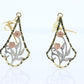 14k Gold Dangle Flower Filigree Earrings. 14k Yellow Flower chandelier earrings st(44)
