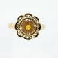 Antique Citrine Flower ring. Hand made 10k yellow gold flower Filigree ring