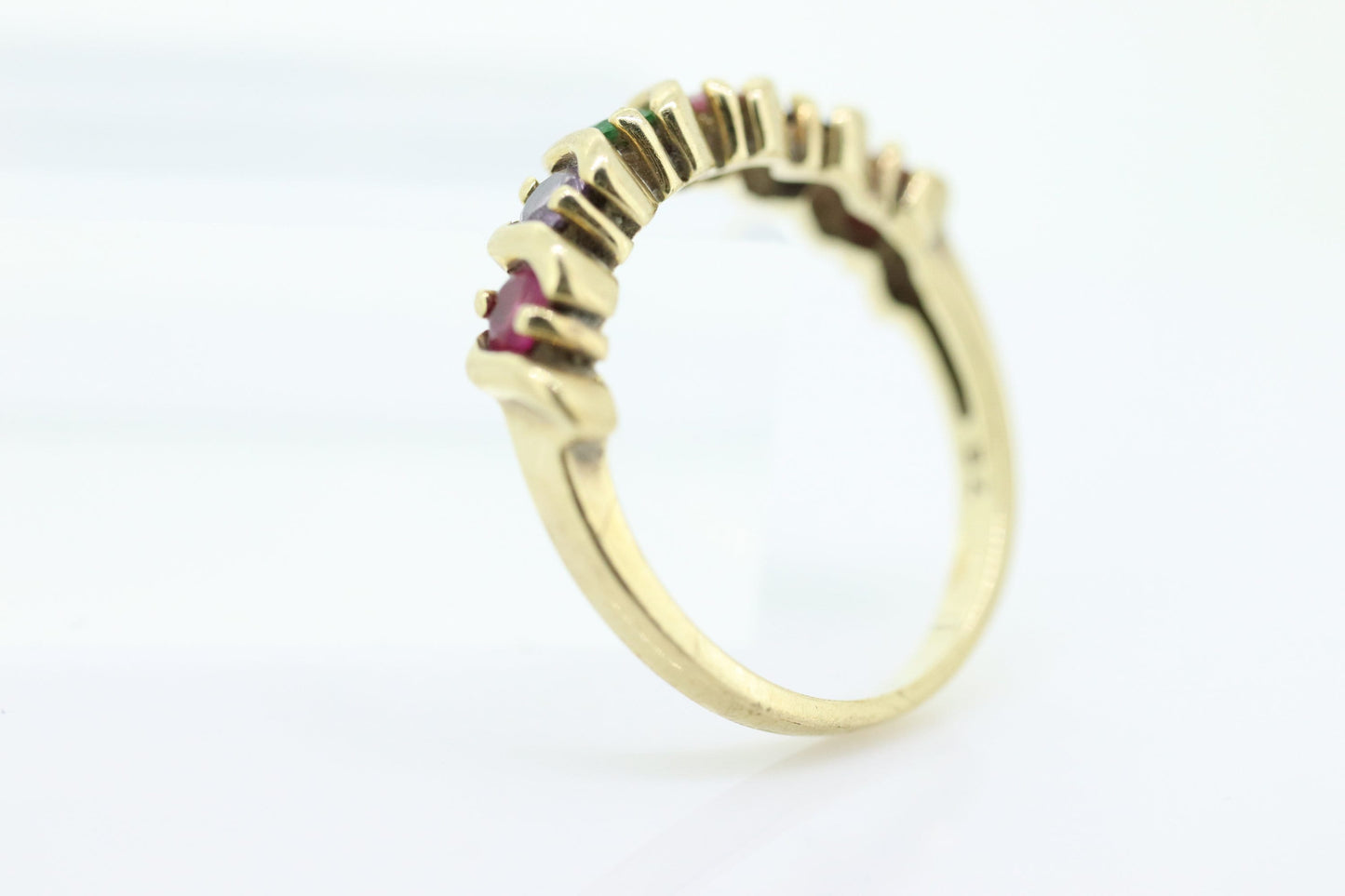 Multi-Color Gem Ring. 10k Eternity Band. Ruby Sapphire Topaz Emerald Amethyst