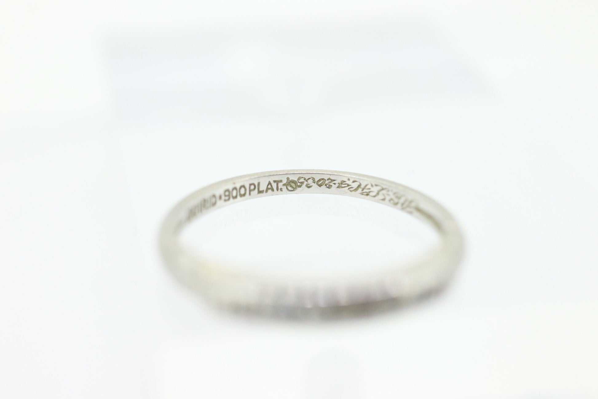 Antique Platinum Diamond eternity channel band. Art Deco 1930s diamond eternity infinity band.