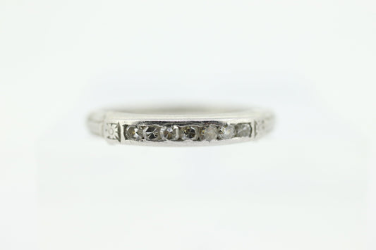 Antique Platinum Diamond eternity channel band. Art Deco 1930s diamond eternity infinity band.