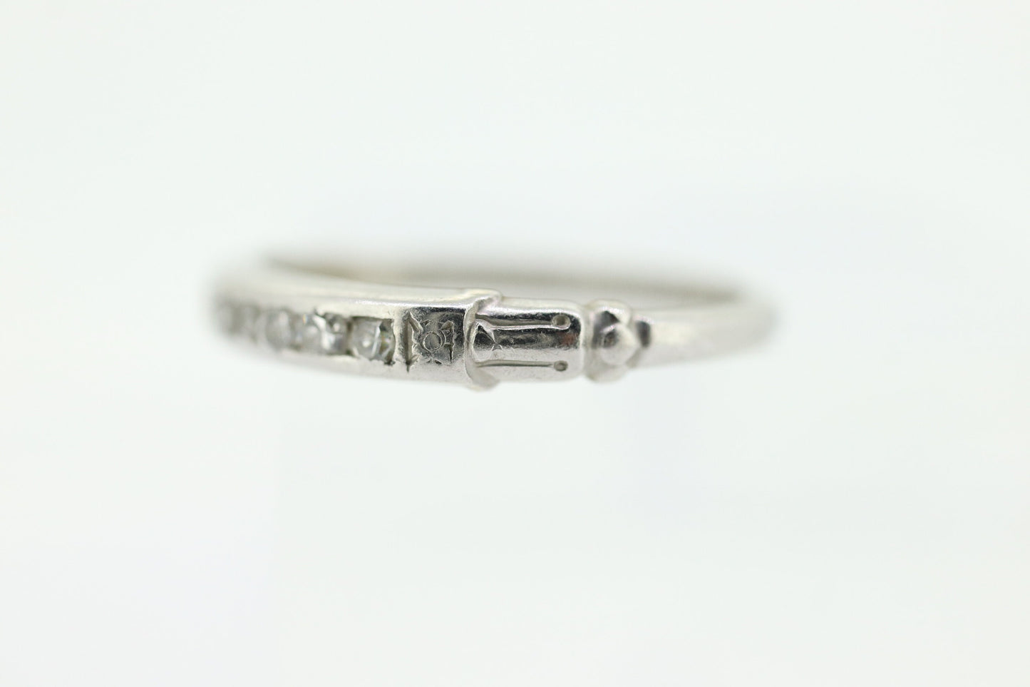 Antique Platinum Diamond eternity channel band. Art Deco 1930s diamond eternity infinity band.