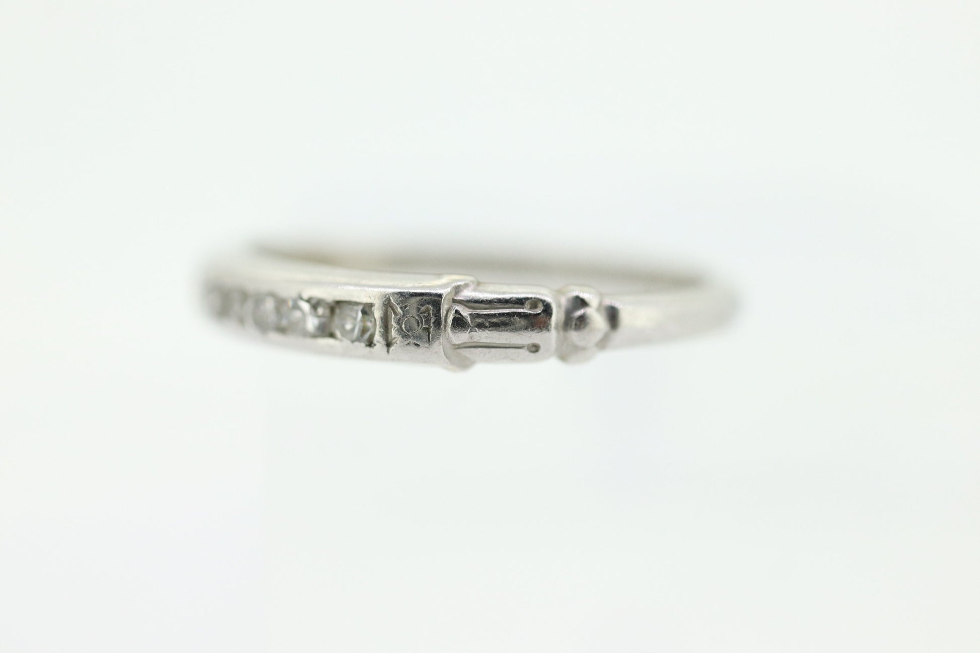 Antique Platinum Diamond eternity channel band. Art Deco 1930s diamond eternity infinity band.