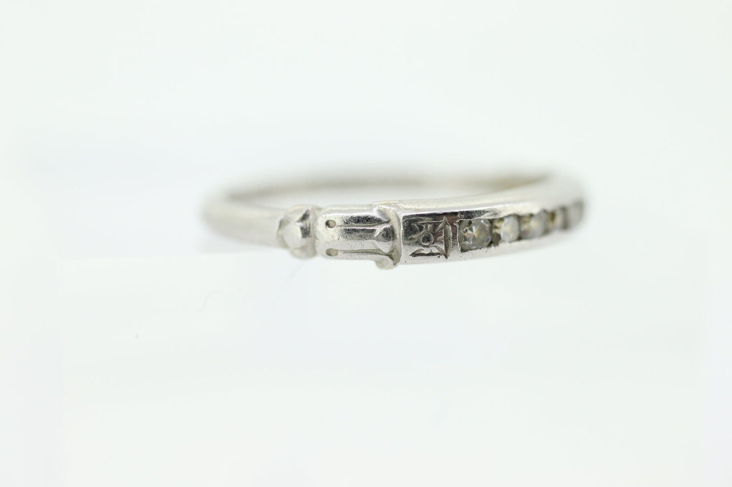 Antique Platinum Diamond eternity channel band. Art Deco 1930s diamond eternity infinity band.