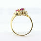 14k Ruby and Diamond Halo Ring. 14k Daisy Twin Double Ruby and Diamond Bypass ring.
