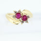 14k Ruby and Diamond Halo Ring. 14k Daisy Twin Double Ruby and Diamond Bypass ring.