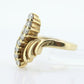 14K Diamond Bypass ring. Total 0.24ct Diamond Wave.  Stacked. Toi et moi band. Yellow Gold ring. Pinky ring