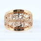 Filigree Signet Hollow ring. 14k Rose gold ring. Rose flower band. gold pinky ring Italian Golden Clef International. Rose Gold Signet Ring