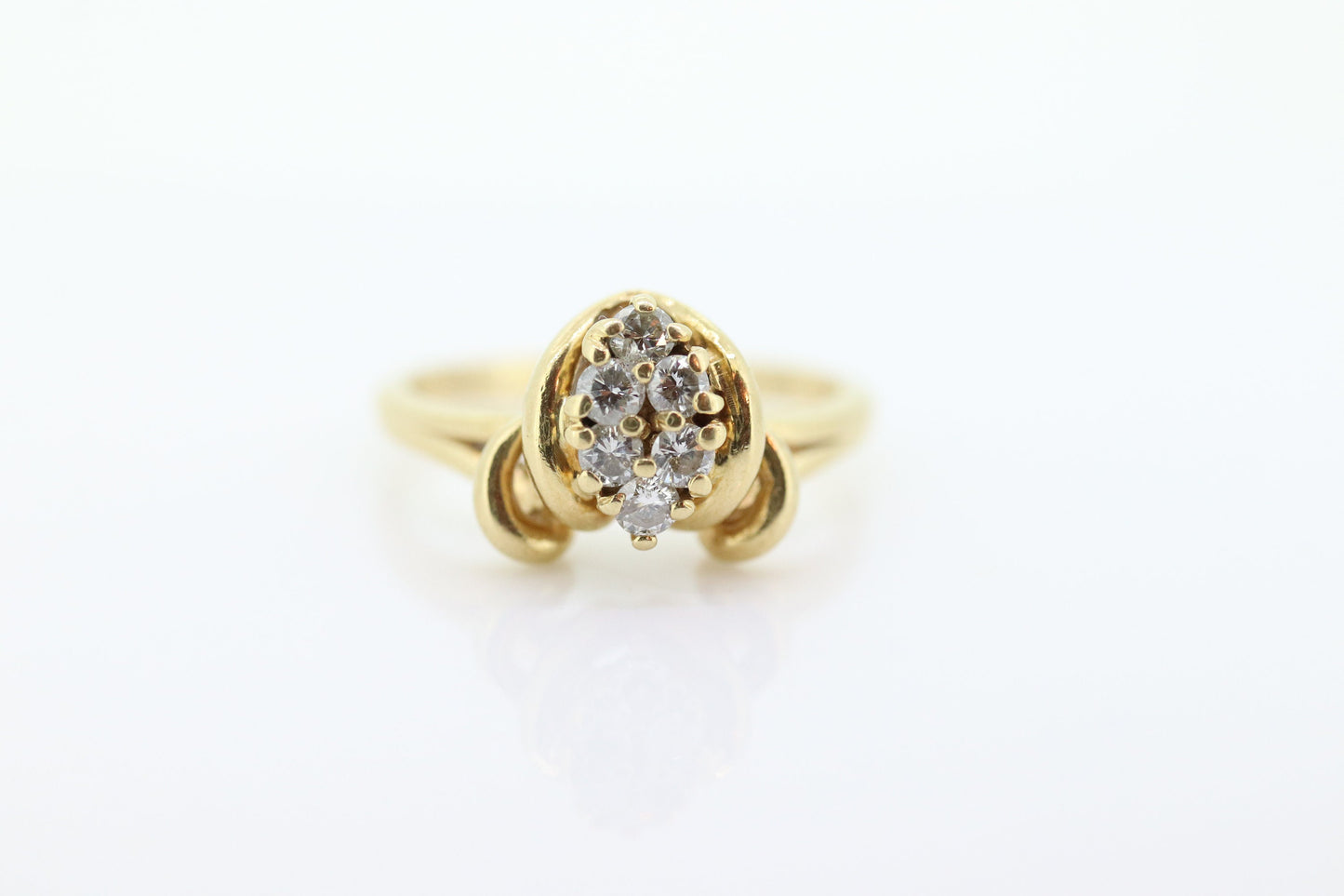 Diamond Cluster Ring. 14k yellow gold Engagement Ring. Marquise Diamond cluster ring. Handmade shank. 0.30ctw Diamonds