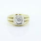14k Mens Diamond Solitaire ring. 1/2ct Diamond bezel set into multi-tone 14k Gold. Antique MENS GENTS Gentleman ring. STOCK 28-7/50