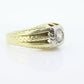 14k Mens Diamond Solitaire ring. 1/2ct Diamond bezel set into multi-tone 14k Gold. Antique MENS GENTS Gentleman ring. STOCK 28-7/50