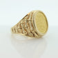 14k Gold BAMBOO ring with a 1985 Panda 1/20 999 Fine 24k Gold Coin Bamboo bezel set. st(414/11)