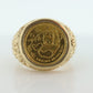 14k Gold BAMBOO ring with a 1985 Panda 1/20 999 Fine 24k Gold Coin Bamboo bezel set. st(414/11)