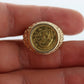 14k Gold BAMBOO ring with a 1985 Panda 1/20 999 Fine 24k Gold Coin Bamboo bezel set. st(414/11)